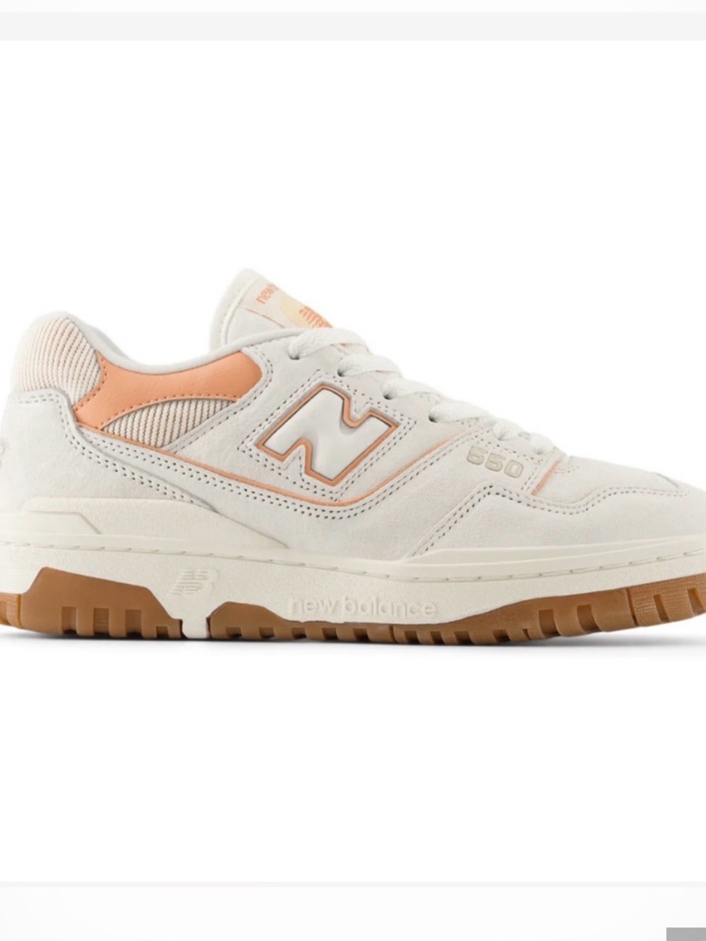 New Balance Cream sea salt / Peach Low-Top Sneakers 8.5 550 ortholite - Picture 3 of 3